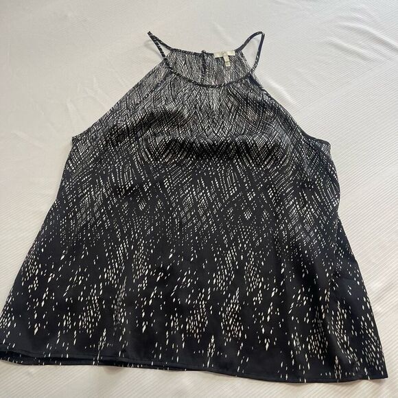 JOIE Dowana Print Black White Silk Tank Top Size Large - Picture 1 of 6